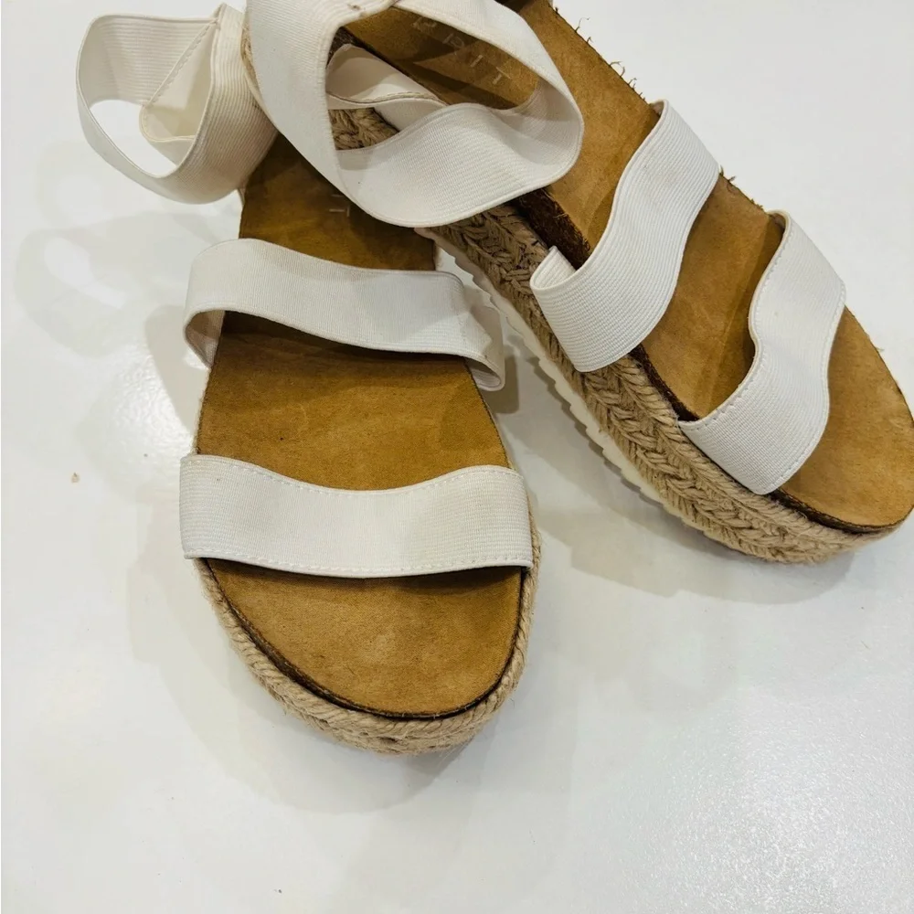 Esprit Women's Cream Espadrille Sandals with elastic ankle straps size 9
